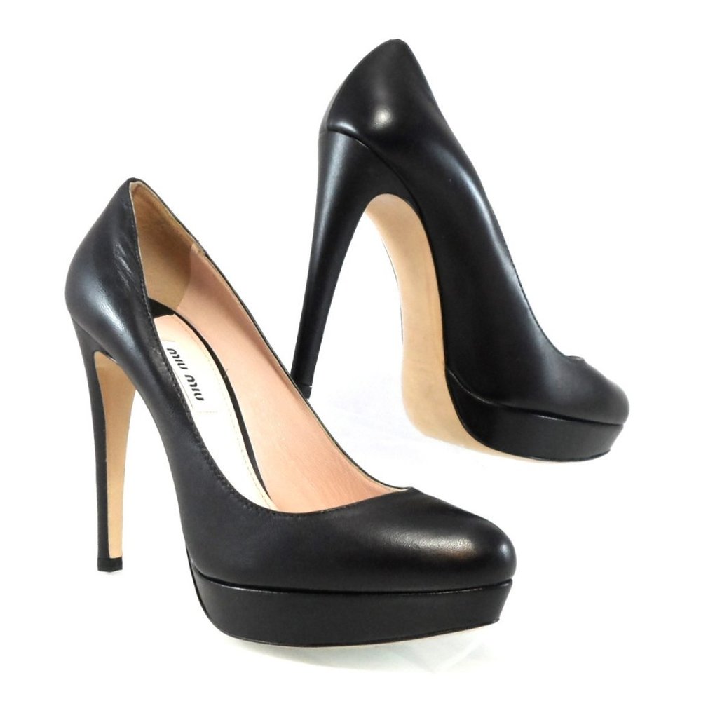 NIB$645 Miu Miu Classic Leather Platform Pump Stiletto Heels 38.5 8 - Picture 5 of 11